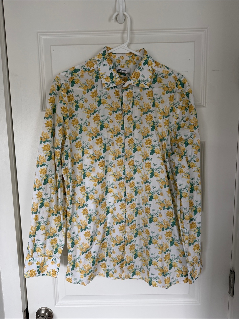 Bar III Floral Button-Up Shirt in White & Yellow